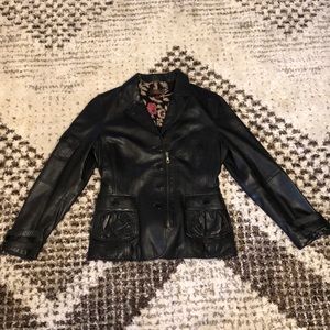 Danier Genuine Leather Jacket with Floral Interior